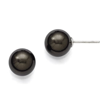 Majestik 10-11mm Round Shell Bead Stud Earrings Range range 10 to 11 mm Sterling Silver Jewelry Ball Earrings Solid 10 to 11 mm 